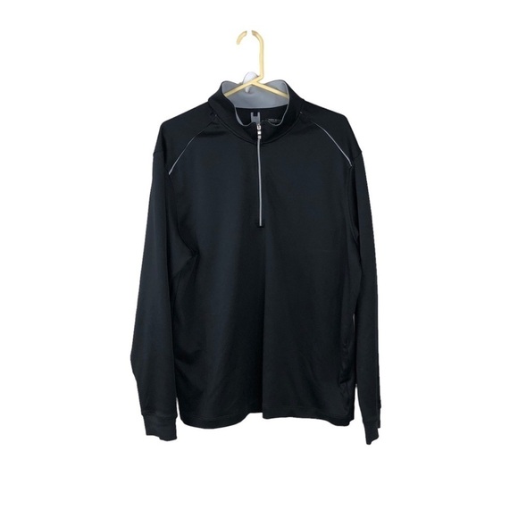 Nike Golf Mens Dri Fit Black 1/4 Zip Mock Neck Pull Over Long Sleeve Shirt XL - Picture 1 of 5